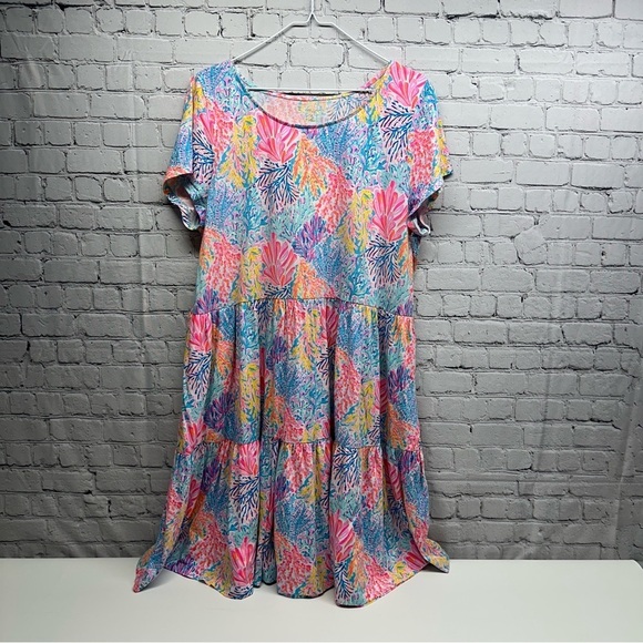 Sugar Dresses & Skirts - Lilly Pulitzer Sugar Pastel Floral Cotton shirt Dress size XXL